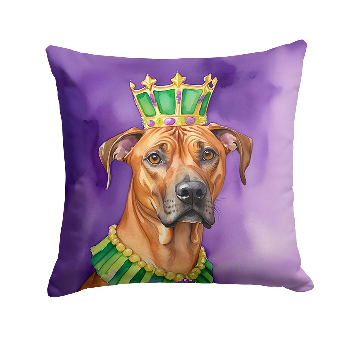 Rhodesian Ridgeback King Of Mardi Gras Throw Pillow Machine Washable, Indoor Outdoor Decorative Pillow For Couch, Bed Or Patio, 18Hx18W_maomaolike.com