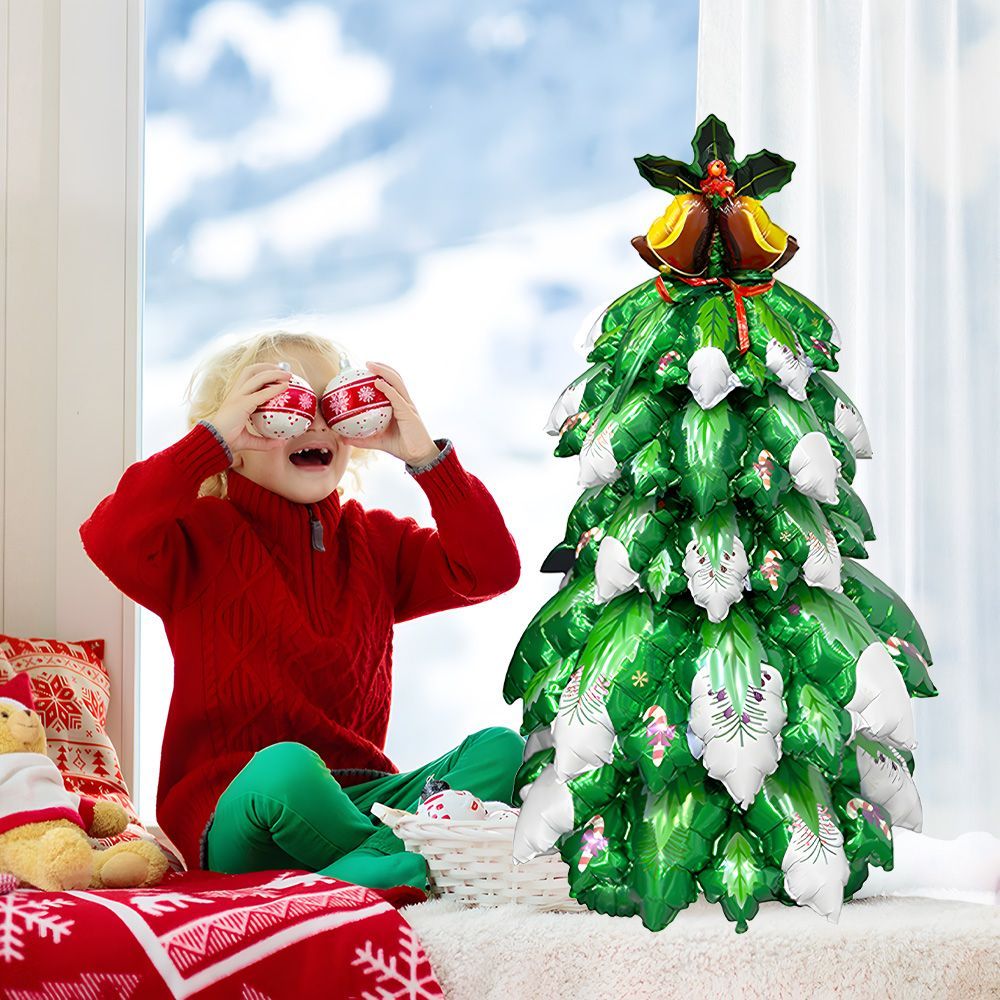 Christmas Tree Balloons 3D Assembly DIY Christmas Tree Foil Balloon Christmas BalloonsChristmas Tree Balloons Christmas Party Decoration Kids Gift 12pcs_maomaolike.com