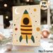 Space Rocket Painting Poster, Vintage Minimalist Warm-toned Rocket With Moon, Shooting Stars & Planets Poster, Whimsical Space-themed Decor, Ideal For_maomaolike.com