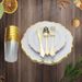 Premium Disposable Tableware Set – Gold Silver Rim Plates, Cutlery Glasses (Elegant Red White, PS Plastic, Perfect For_maomaolike.com