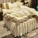 2026 New Summer European Style Lace Skirt Four-Piece Set Ice Duvet Cover Silk Nude Sleep Smooth Bed Sheet 1.8m Bedding_maomaolike.com