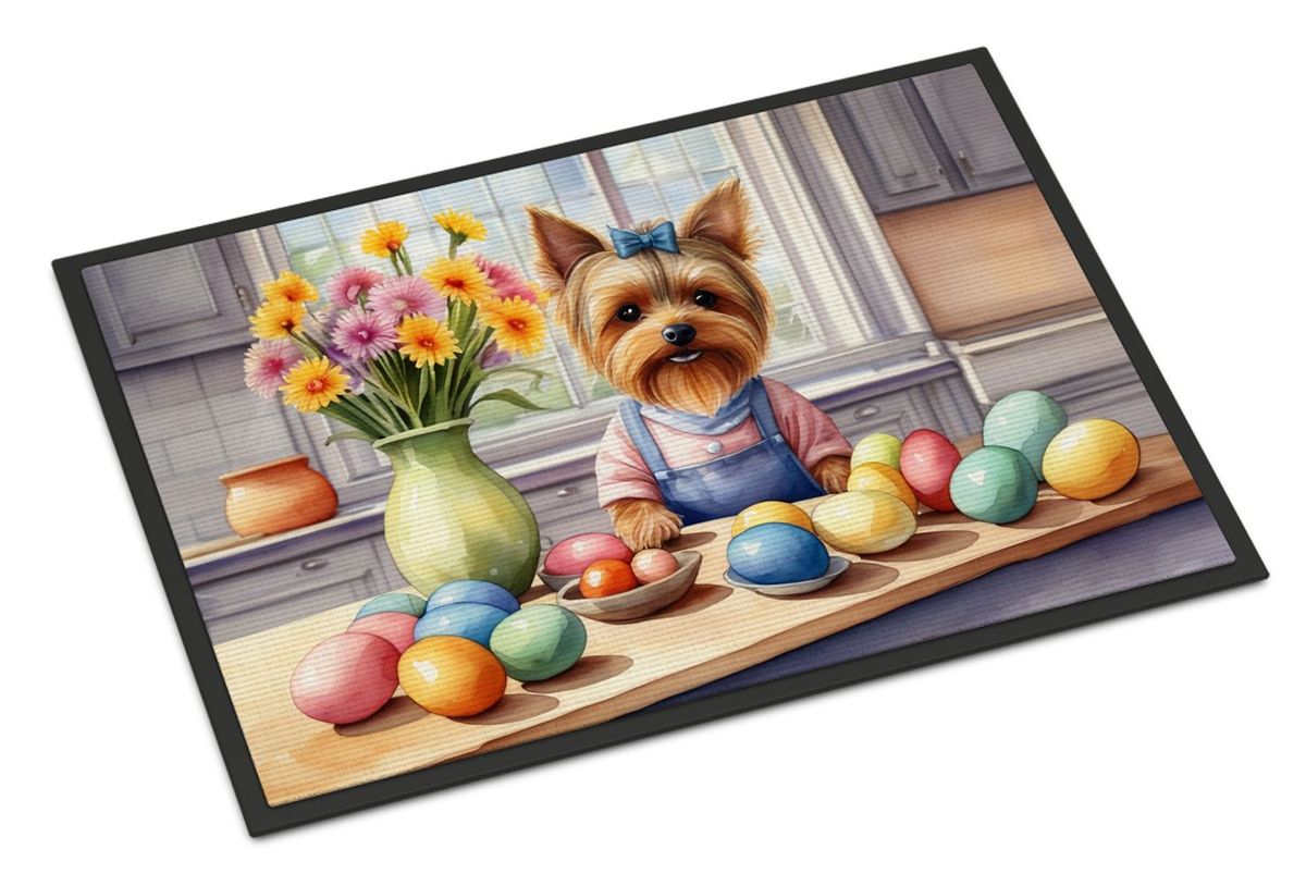 Decorating Easter Yorkshire Terrier Doormat Front Door Mat Indoor Outdoor Rugs For Entryway, Non Slip Washable Low Pile, 24H X 36W_maomaolike.com