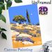 Mediterranean Hillside Painting Poster, Vibrant Stylized Scenery Poster, Sunny Hills With Trees And Rocks Design, Brings Serene Natural Atmosphere_maomaolike.com
