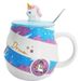 Ceramic Unicorn Water Spiral Rainbow Mug Coffee With Lid Spoon Cute Girls Home Drinking Cup_maomaolike.com