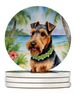 Welsh Terrier Luau Large Sandstone Coasters Pack Of 4 Absorbent Round Coasters Decor Gifts For Men Or Women, 4 In, Multicolor_maomaolike.com