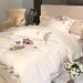 Autumn Winter High-End French Light Luxury 140-Count Long-Staple Four-Piece Set Minimalist Style Embroidered Pure Cotton Bed Sheet_maomaolike.com