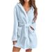 Luxurious Fluffy Hooded Home Pajamas Solid Color Warm Bathrobe_maomaolike.com
