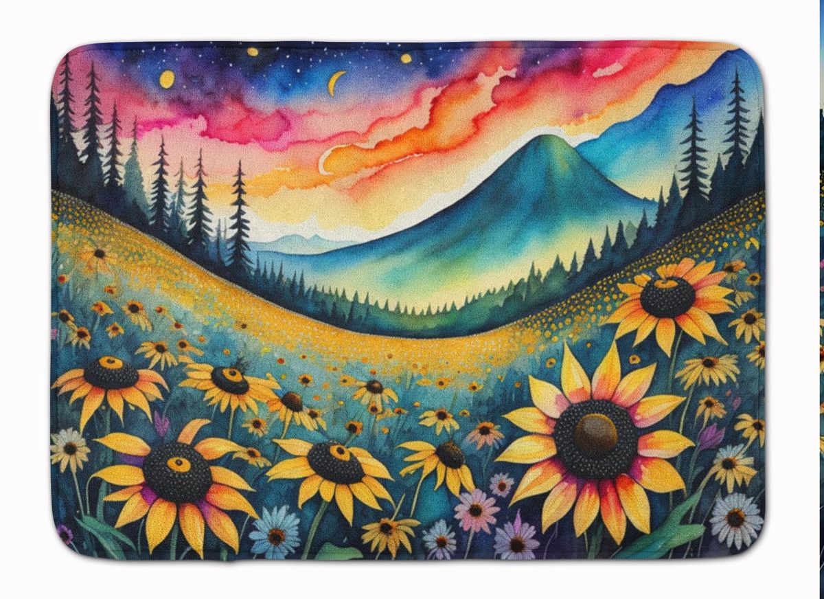 Black-eyed Susans In Color Memory Foam Kitchen Mat Machine Washable Anti-Fatigue Mat Cushion Comfort Bath Mat Or Kitchen Rug_maomaolike.com