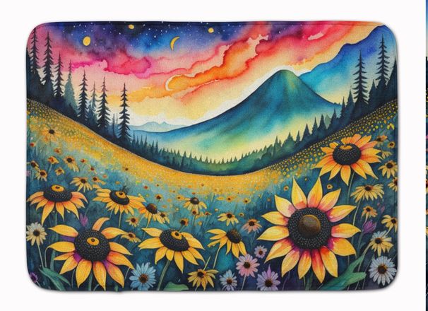 Black-eyed Susans In Color Memory Foam Kitchen Mat Machine Washable Anti-Fatigue Mat Cushion Comfort Bath Mat Or Kitchen Rug_maomaolike.com