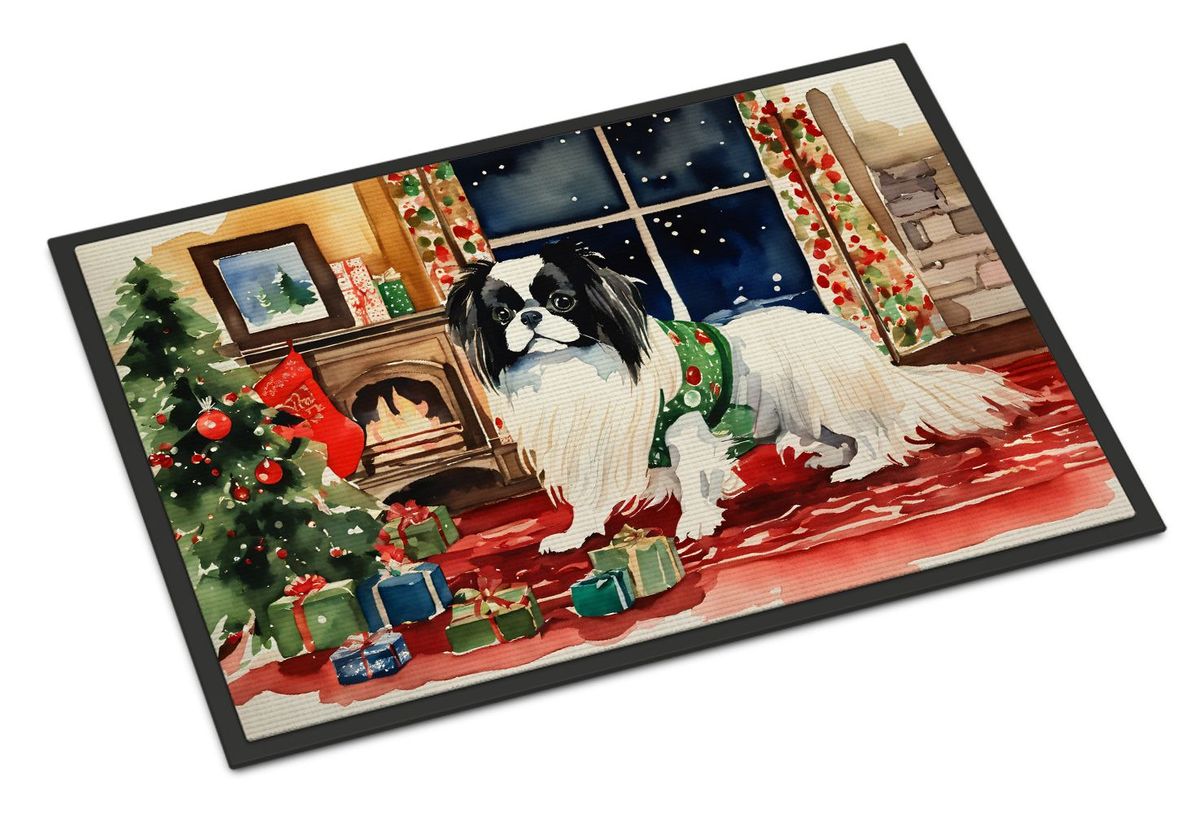 Japanese Chin Cozy Christmas Doormat Front Door Mat Indoor Outdoor Rugs For Entryway, Non Slip Washable Low Pile, 24H X 36W_maomaolike.com