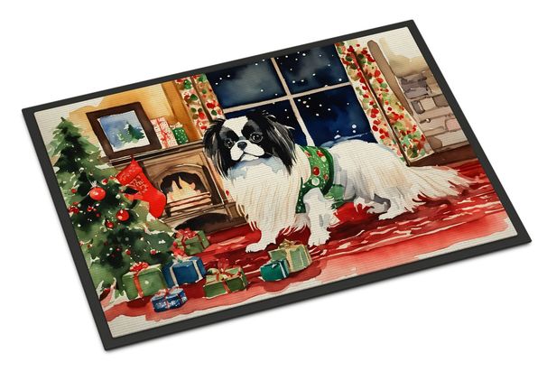 Japanese Chin Cozy Christmas Doormat Front Door Mat Indoor Outdoor Rugs For Entryway, Non Slip Washable Low Pile, 24H X 36W_maomaolike.com