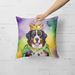 Bernese Mountain Dog King Of Mardi Gras Throw Pillow Machine Washable, Indoor Outdoor Decorative Pillow For Couch, Bed Or Patio, 18Hx18W_maomaolike.com