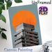 Modern Architecture Abstract Painting Poster, Minimalist Gray Geometric Building With Bold Orange Circle Poster, Sleek Urban Abstract Art For Living_maomaolike.com