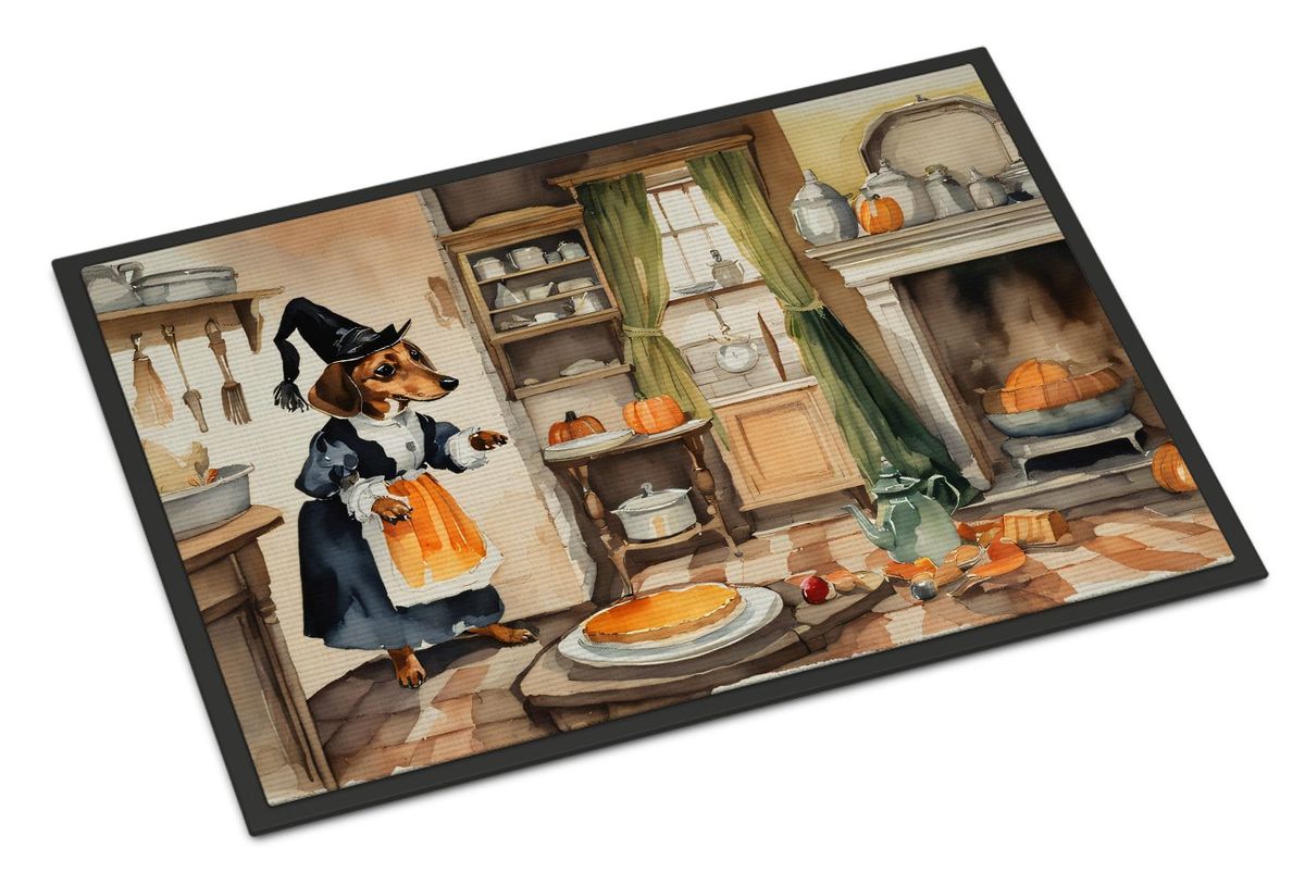 Dachshund Fall Kitchen Pumpkins Doormat Front Door Mat Indoor Outdoor Rugs For Entryway, Non Slip Washable Low Pile, 24H X 36W_maomaolike.com