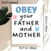 Family Respect Quote Painting Poster, Cute Hand-drawn Style With Pink & Blue Hand Prints Poster, Warm Reminder Of Honoring Parents, Suitable For Home_maomaolike.com