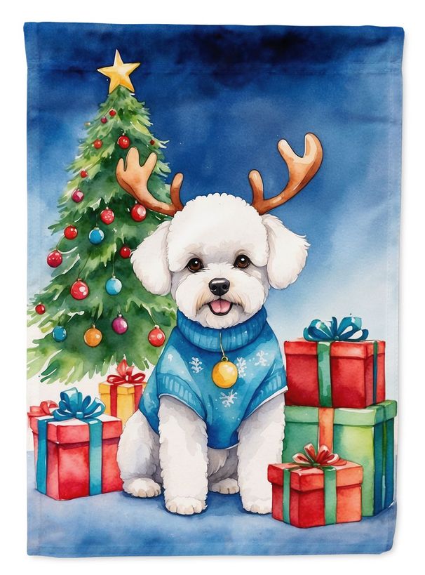Bichon Frise Christmas Reindeer Garden Flag Mailbox Flag Decorative Yard Flag Banner Outside Patio Artwork Yard Flower Beds, Garden Size, Multicolor_maomaolike.com