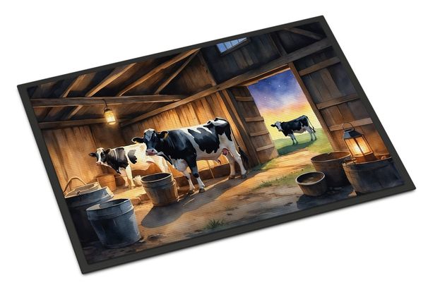 Cows Evening Milking Time Doormat Front Door Mat Indoor Outdoor Rugs For Entryway, Non Slip Washable Low Pile, 24H X 36W_maomaolike.com