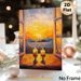 Candle & Sunset Cityscape Painting Poster, Rich Impasto Oil-style Poster, Warm Glowing Candles With Sunset City View Through Window, Creates Cozy_maomaolike.com