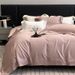 1 High-End 120-Count Long-Staple Pima Satin Four-Piece Set Pure Solid Color Full Cotton Duvet Cover Bed Sheet Bedding_maomaolike.com