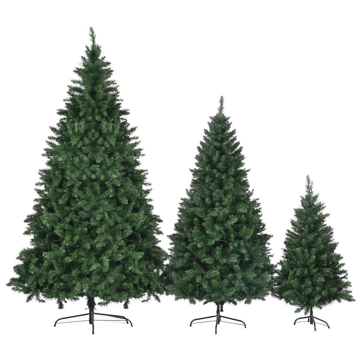 8FT, 6FT, 4FT Pre-Lit Green Pine Artificial Christmas Tree, Set Of 3 Hinged Xmas Trees With 820 Warm-Yellow LED Lights And 2539 Branch Tips, Holiday Decoration For Home,Office And Party_maomaolike.com