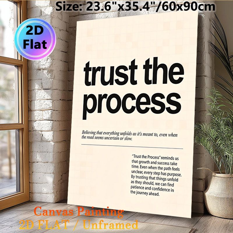 Motivational "Trust The Process" Quote Painting Poster, Minimalist Typographic Text Poster, Uplifting Inspirational Message To Build Patience And_maomaolike.com