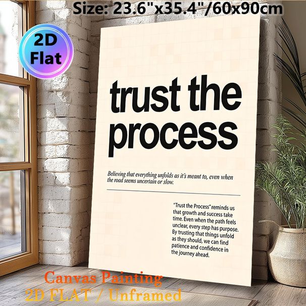 Motivational "Trust The Process" Quote Painting Poster, Minimalist Typographic Text Poster, Uplifting Inspirational Message To Build Patience And_maomaolike.com