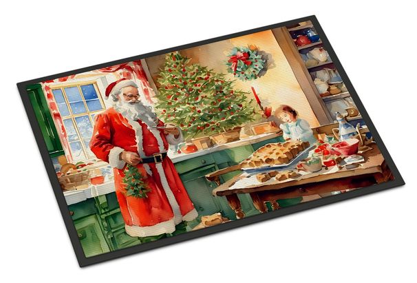 Cookies With Santa Claus Papa Noel Doormat Front Door Mat Indoor Outdoor Rugs For Entryway, Non Slip Washable Low Pile, 24H X 36W_maomaolike.com