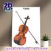Violin Themed Painting Poster, Realistic Glossy Violin With Bow Poster, Elegant Musical Decor Ideal For Music Studio, Home Wall Display_maomaolike.com