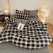 Wholesale INS Nordic Style Retro Plaid Triangle Needle Pure Four-Piece Set Full Shell Edge Yarn-Dyed Washed Cotton 4 Pieces_maomaolike.com