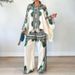 Women's clothing autumn new fashion printed lapel bat sleeve top loose trousers two-piece set_maomaolike.com