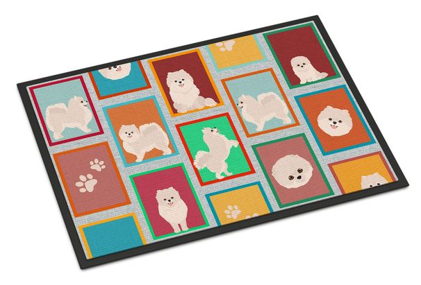 Lots Of White Pomeranian Doormat Front Door Mat Indoor Outdoor Rugs For Entryway, Non Slip Washable Low Pile, 24H X 36W_maomaolike.com