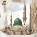 Islamic Mosque Painting Poster, Vintage-toned Detailed Mosque With Green Domes & Intricate Minarets Poster, Cultural Religious Artwork Ideal For Home_maomaolike.com