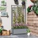 Wooden Raised Garden Bed With Trellis, Removable Pots-Gray_maomaolike.com
