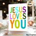 Jesus Loves You Themed Painting Poster, Vibrant Multi-colored Lettering Poster, Warm Faith-inspired Decor Ideal For Home, Prayer Space_maomaolike.com