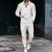 Men's Clothing texture suit long-sleeved polo suit sports pants fashion casual half zipper stand collar suit_maomaolike.com