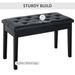 Piano Bench, Duet Piano Chair With Leather Padded Cushion And Wooden Frame, Button Tufted Keyboard Bench, Black_maomaolike.com