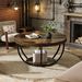 Wooden Coffee Table, 2-Tier Round Central Cocktail Table With Shelvesg_maomaolike.com