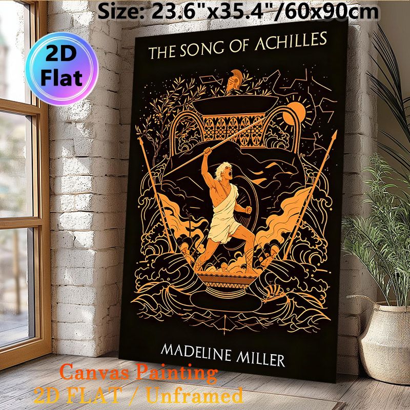 Achilles Greek Mythology Painting Poster, Vintage Art Deco Style Warm-toned Heroic Warrior Scene Poster, Captivating Mythic Artwork Ideal For Home_maomaolike.com