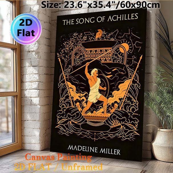 Achilles Greek Mythology Painting Poster, Vintage Art Deco Style Warm-toned Heroic Warrior Scene Poster, Captivating Mythic Artwork Ideal For Home_maomaolike.com