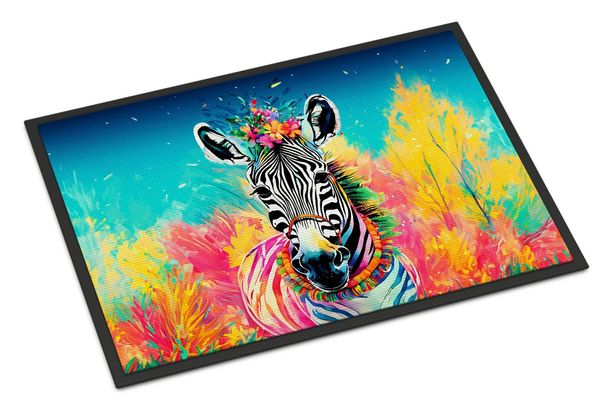 Hippie Animal Zebra Doormat Front Door Mat Indoor Outdoor Rugs For Entryway, Non Slip Washable Low Pile, 24H X 36W_maomaolike.com