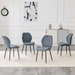 4-pack Of Modern Minimalist Dining Chairs In Smog Blue Fabric, Featuring Spacious And Comfortable Cushions.Black Metal Legs And Adjustable Feet, Suitable For Dining Room, Study & Office ,etc._maomaolike.com