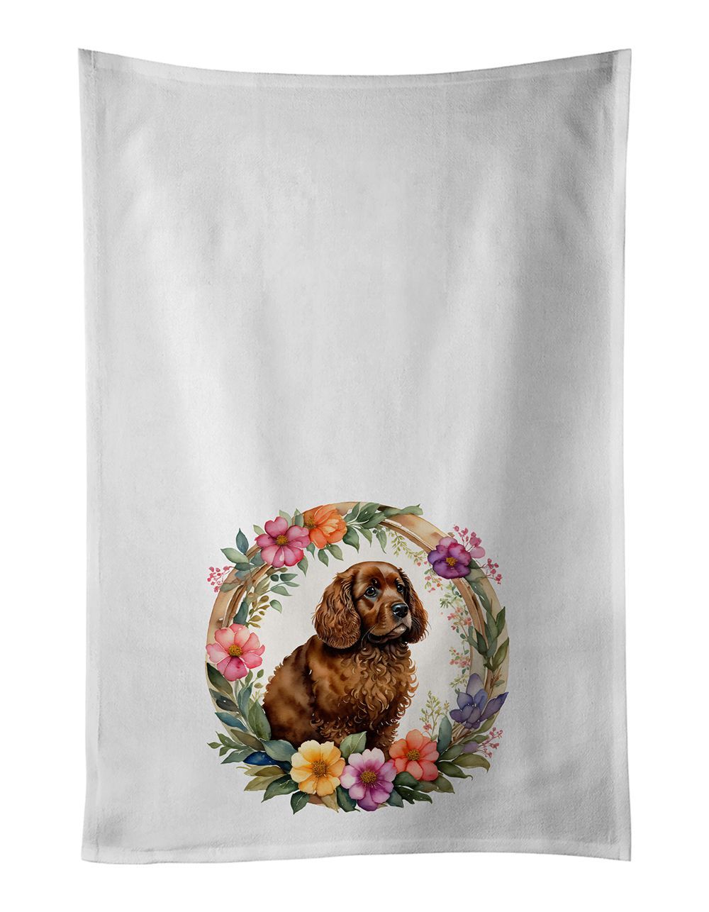 American Water Spaniel And Flowers Kitchen Towel Set Of 2 White Dish Towels Decorative Bathroom Hand Towel For Hand, Face, Hair, Yoga, Tea, Dishcloth, 19 X 28", White_maomaolike.com