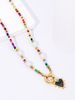 Women's Cute Handmade Beaded Necklace With Heart Pendant & Golden Clasp - Colorful Beads For Vacation Party Jewelry_maomaolike.com