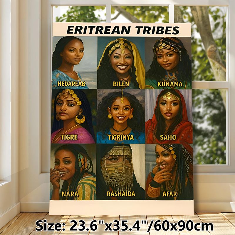 Eritrean Tribes Painting Poster, Vibrant Ethnic Portrait Collage Poster, Cultural Artistic Decor Ideal For Home, Office Or Cultural Display Areas_maomaolike.com