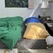 Amber Pine Forest INS Washed Cotton Bedding Four-Piece Solid Color Sheet Duvet Cover Bed Skirt Three-Piece Set_maomaolike.com