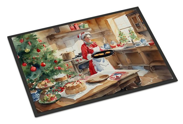 Cookies With Santa Claus Mrs. Claus Doormat Front Door Mat Indoor Outdoor Rugs For Entryway, Non Slip Washable Low Pile, 24H X 36W_maomaolike.com
