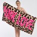 Bath Towel Pink Coconut Tree Printing Adult Bathing Swimming Pure Cotton Beach_maomaolike.com