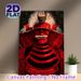 Samurai Themed Painting Poster, Vivid Dark-toned Red Armored Samurai Portrait Poster, Striking Cultural Artwork Ideal For Home Office, Living Room_maomaolike.com
