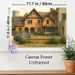 Vintage English Manor Painting Poster, Warm-toned Watercolor-style Classic Manor With Vintage Car Poster, Brings Nostalgic Rural Charm, Ideal Decor_maomaolike.com