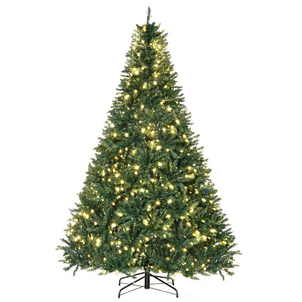 7ft Pre-Lit Full Douglas Fir Artificial Christmas Tree With Realistic Branches, 700 Warm White LED Lights And 2154 Tips_maomaolike.com